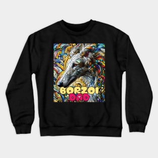 Borzoi dad, stained glass. I love borzois. Crewneck Sweatshirt